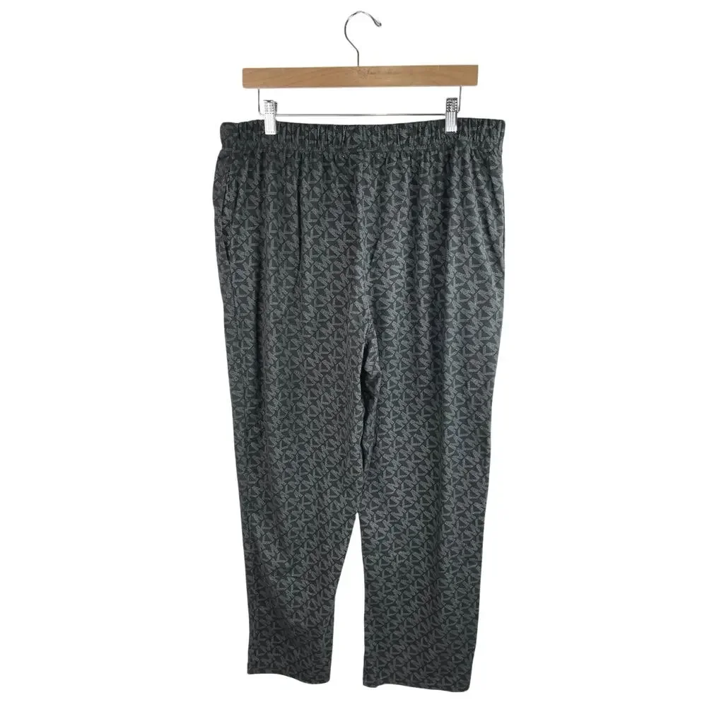 Michael Kors Men's Black MK Logo Print Elastic Waist Pull-On Pajama Pants Size L